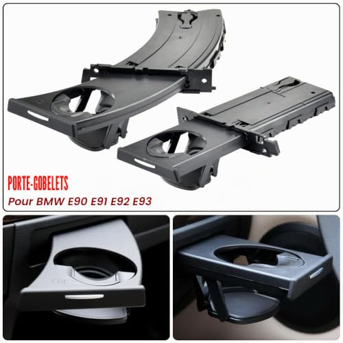 Porte-gobelets rétractables pour BMW E90 E91 E92 E93 - Lot de 2 Noir pour Tableau de Bord