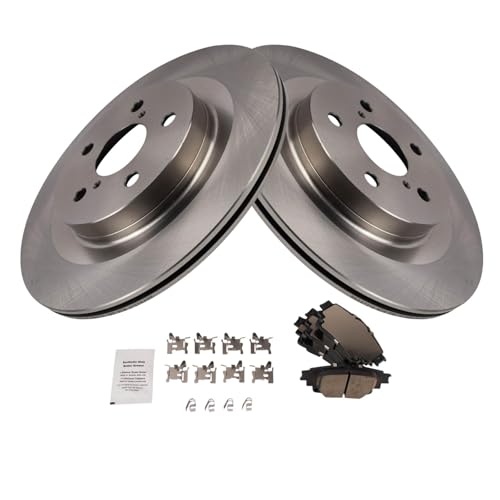 Image of TRQ Rear Brake Pad and Rotor Set Ceramic Rotors Compatible with 2021-2022 Toyota Sienna