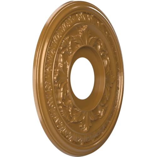 Image of Ekena Millwork CMP13BADVG Baltimore Thermoformed PVC Ceiling Medallion (Fits Canopies up to 5 1 /4 inch), 13 inchOD x 3 1 /2 inchID x 3 /4 inchP, Universal Aged Metallic Vintage Gold