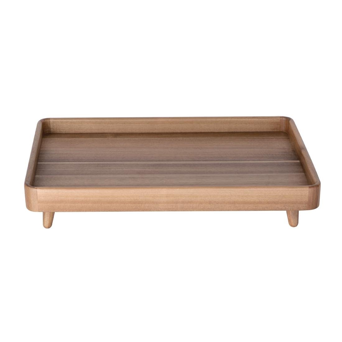 Olympia Brown Acacia Standing Tray 1/1Gn - Heavy Duty, Sturdy, Easy To Clean, Stylish Hotel Restaurant Café Buffet Service Deli Cake Pastry Display Platter