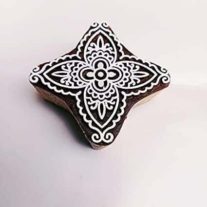 Image of RENIQ Wooden Printing Block for Fabric & DIY Craft | Handcrafted Indian Design Stamp for Textile, Pottery, Mehndi & Home Decor (Multicolor8)
