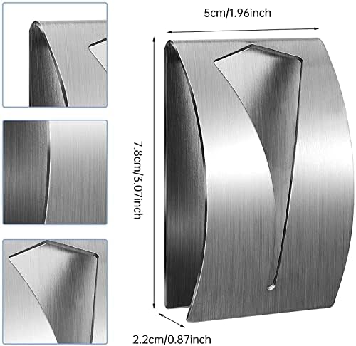 4 Pcs Kitchen Towel Holder Grabber Self Adhesive, Stainless Steel Kitchen Dish Towel Hook ,Wall Mount Non-Drilling Hand Towel Hanger Towel Holders for Bathroom Kitchen Cabinet (Silver)