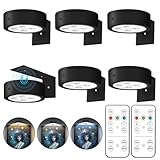6Pcs Picture Lights for Wall Battery Operated, Magnetic Led Painting Light with Remote Dimmable and Timer, 3 Lighting Modes Art Display Light for Picture Frame, Wireless Wall Decor Puck Lights, Black