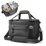 TOURIT Borsa termica a 2 zone (Soft Cooler) per 30 lattine – Borsa termica da spiaggia isolata con scomparto umido e asciutto, borsa per il pranzo, contenitore refrigerante a prova di perdite per