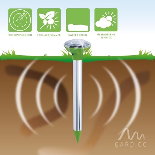 Ahuyentador de topos solar GARDIGO para control de plagas en jardin de 700 m² 8