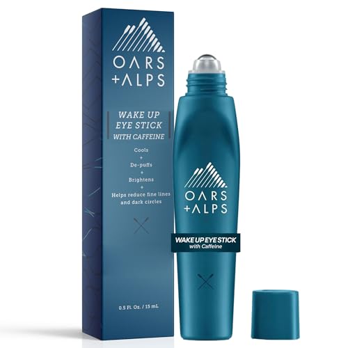 Oars + Alps Wake Up Under Eye Roller and Eye Depuffer, Dermatologist Tested Skin Care Infused with Caffeine and Aloe Vera, Soothes, Reduce Fine Lines, Refreshes Face, 0.5 Oz