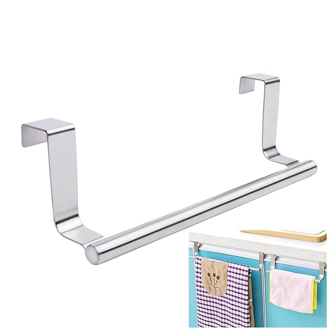 Image of Pack of 1 Cabinet Door Kitchen Towel Bar Towel BAR /Kitchen Hook Drawer Storage Adjustable Over Cabinet Stainless Steel Towel Bar /Towel Holder /Over Cabinet Towel bar