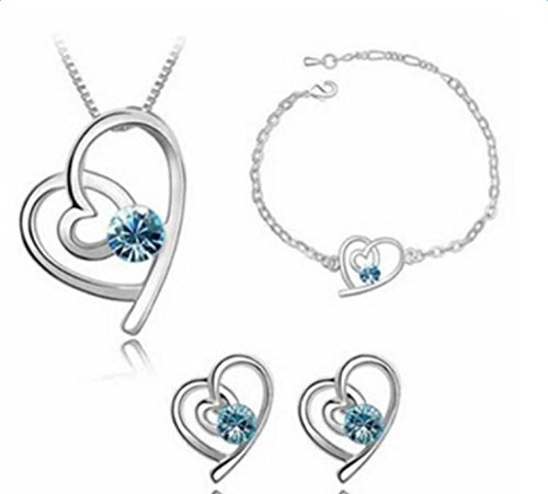 Preisvergleich Produktbild aloiness 1Set Handkette Elegante Kristall Ohrstecker Silber Brautarmband Schmuck Geschenk für Frauen