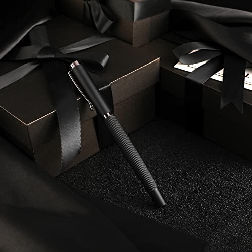 Guangju Polar Night Black Fountain Pen, Classic Black Frosted Design Penwith Amazing Comfort Grips, Fine Nib- Includes Ink Converter-Perfect For Men & Women,Executive Office, Professional #TOP1