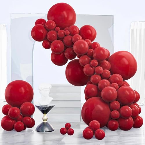 Image of PartyWoo Maroon Balloons 140 pcs Different Sizes of 18 12 10 5 Inch Dark Red Burgundy Ruby Red Balloon Arch Kit Garland for Graduation Valentine's Day Wedding Anniversary Party Decorations Red-Y75