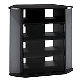Bush Furniture Visions Tall Corner TV Stand in Black and Metallic