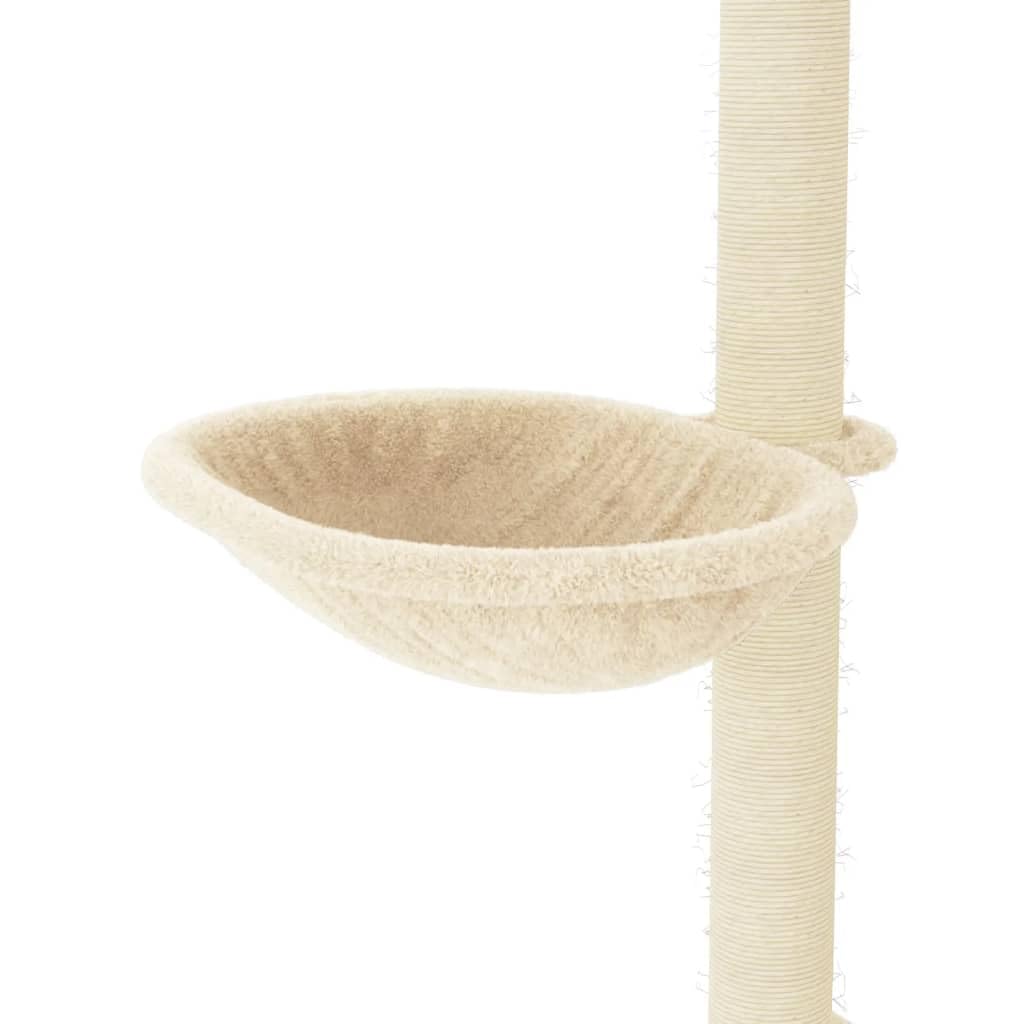 Drapak dla kota z sizalowymi drapakami, kremowy, 95 cm, wieża dla kotów, drapak, wielopoziomowy domek do wspinaczki dla kotów, z mieszkaniem i drabiną, centrum aktywności dla kotów domowych