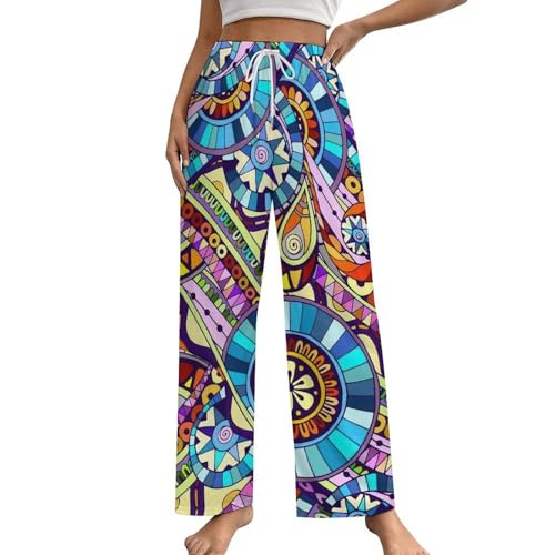 Pajama Pants for Men Women Novelty Couple Home PJ Bottoms Sleepwears Gifts Mosaic Tribal Doddle