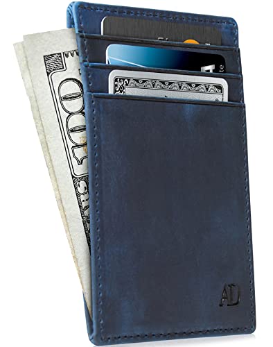Image of Access Denied Slim Minimalist Wallets For Men & Women - Leather Front Pocket Thin Mens Wallet RFID Credit Card Holder Gifts For Men