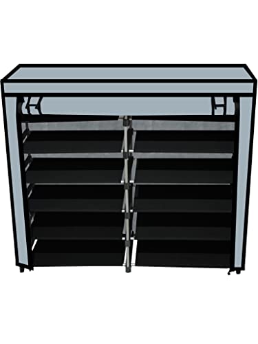Image of Multi Utility 12 Layer Shelf Collapsible Metal Pipes with Non-Woven 100GSM Fabric Cover for Shoe /Cloth /Toy /Books Rack (Grey, Metal)