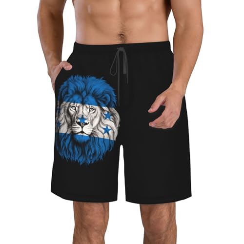 Bandera del León Hondureño De Honduras Hombre Pantalones Cortos Impermeable Bañadores De Natación con Bolsillo Bañadores De Playa Vacaciones Bañadores De Surf XXL
