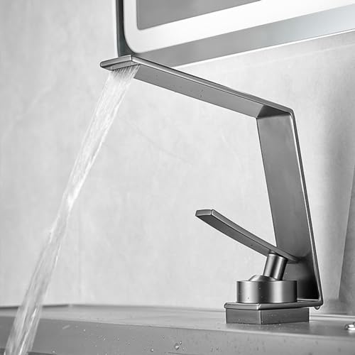 Grifo de lavabo de baño de estilo minimalista mezclador agua caliente y fría sobre cubierta LWX