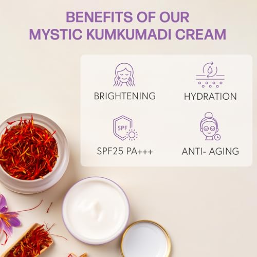 Image of Kumkumadi Face Cream With Sunscreen SPF 25 PA+++ | Glowing & Hydrating Non-Sticky Lightweight Formula | For Brighter, Smooth & Youthful Radiance Skin -100G
