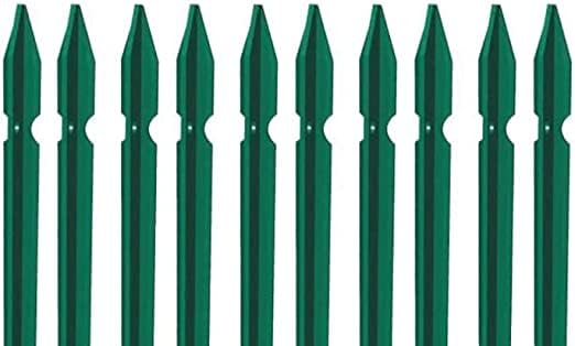 Generico 10 PZ Palo paletto in Ferro PLASTIFICATO a T 30x30x3 mm plastificato Verde per Rete Recinzione Metallica (125)