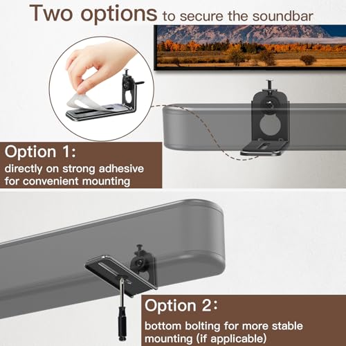 MOUNTUP Soundbar Wall Mount Bracket, Universal Sound Bar Mount Anti-Drop Shelf for Samsung, Vizio, LG, Sony, JBL, Bose Soundbar Mount Under TV, Fast Install with Hardware Kit & Level Adjustable, Black