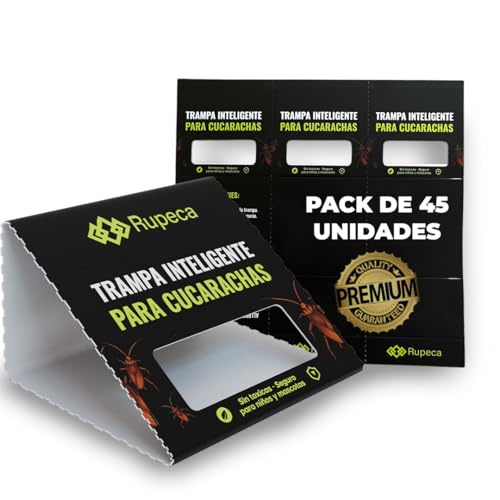 PACK 45 Trampas Adhesivas para Cucarachas + Pececillos de Plata Sin Tóxicos – Control de Plagas Seguro + Eficaz en el Hogar – Trampa Anti Cucarachas Interior Discreta + Duradera + Profesional | RUPECA