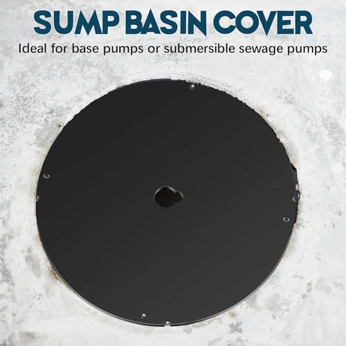 Image of 20.5 Inch Sump Pump Cover Plastic Submersible Sump Basic Cover Black Septic Tank Lid for Water Pump Basin Bucket Outdoor Well(Hole)