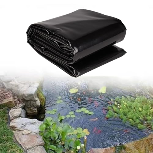 Revestimiento resistente para estanques de 3 x 3 m, membrana negra impermeable para estanques de peces, jardín, piscinas, fuentes y jardines acuáticos, láminas de plástico duraderas y película de lona