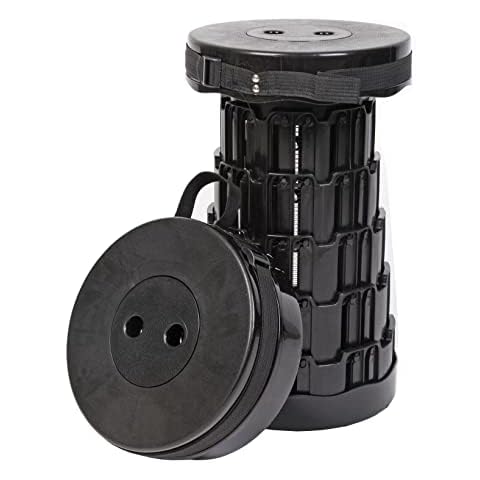 MaxWorks 50638 Collapsible Folding Portable Retractable Telescoping Lightweight Stool Black with Load Capacity 400 lbs for Travel, Fishing, Camping, Garden, Kitchen Cover