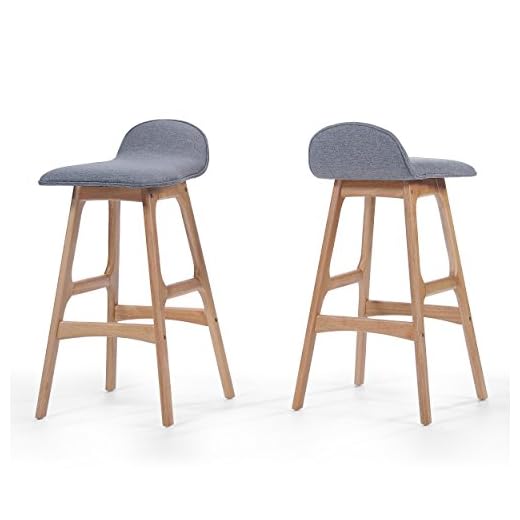 Christopher Knight Home Anatoli Fabric Barstools, 2-Pcs Set, Light Grey