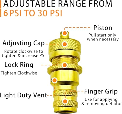 Image of SUVCARMPING 4x4 Tire Deflator Kit with 70 PSI Pressure Gauge, 4-Pcs Automatic Tire Air Down Tool, Valve Repair Set & Storage Case - Rapid Brass Deflators for Offroad Jeep, Truck, SUV, ATV
