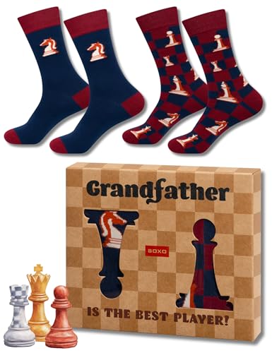 soxo Abuelo Calcetines Hombre Divertidos Algodon Regalos Originales Regalo Algodon 40-45 Ajedrez 2 Pares