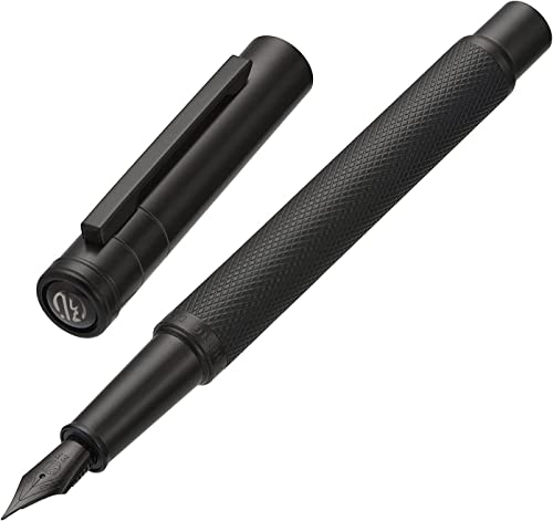 Matte Black Forest Fountain Pen Extra Fine Nib Classic Design with Converter and Metal Pen Box Set