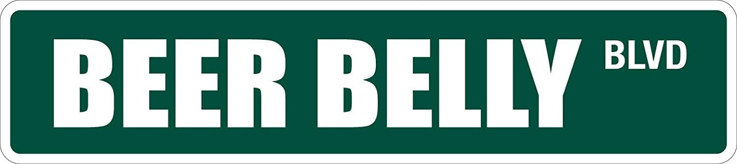 Beer Belly Metal Tin Sign Car Road Street Sign 16x4 Inch for Garage Bar Bar Home Man Cave Wall Decor