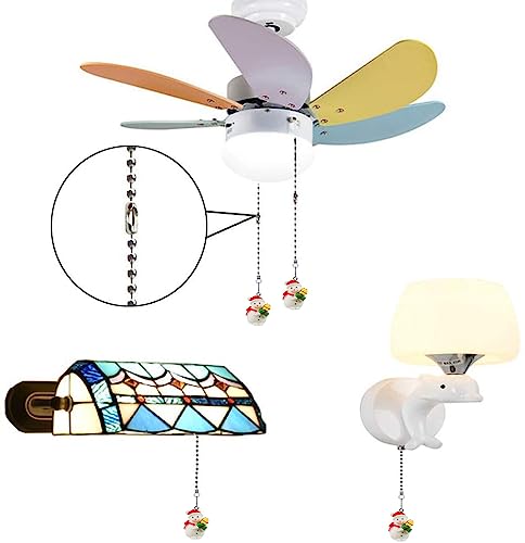 Image of Ceiling Fan Pull Chain Extender Set with Xmas Snowman Charm - 12inch Adjustable Fan Pull Chains & Ball Link Connector for Holiday Light Fixtures, Universal Fit All Ceiling Fans
