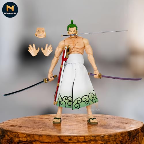 Image of Zoro Movable Action Figure, 30cm, Articulated Collectible with Swords and Interchangeable Hands