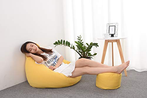 Bean Bag Chair Computer Chair Beanless Bag Recliner Washable Memory Foam Bag Plush Ultra Soft Stuffed Animal Storage Cover Footstool Seat Lounge Chair(Beanbag Cover Only)(Yellow, 43×40In) #TOP4