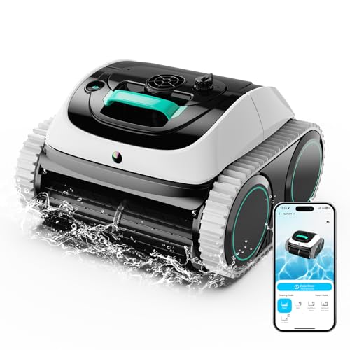 (2026 New) WYBOT C1 Cordless Robot Vacuum for Inground Pools, 4-in-1 Pool Cleaner for Above Ground Pool up to 1,614 Sq.ft, Wall & Waterline Cleaning, 150-Min Runtime, Whte with Green