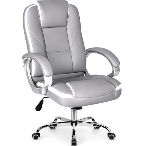Image of Oakcraft Premium Ergonomic Office Chair - Adjustable Swivel Desk Chair with Lumbar Support & PU Leather Upholstery