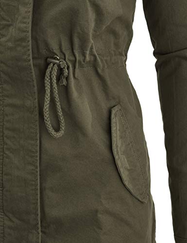 FASHION BOOMY Women's Zip Up Safari Military Anorak Jacket with Hood Drawstring - Regular and Plus Sizes Medium Olive