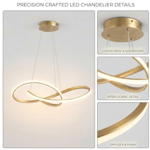 Image of Groeien 3-Color Gold Finish Infinity Loop Pendant Hanging Ceiling Lamp Fixture | Chandelier for Home, Indoor, Outdoor,Living Room, Bedroom(Infinity Loop Hanging, 1)