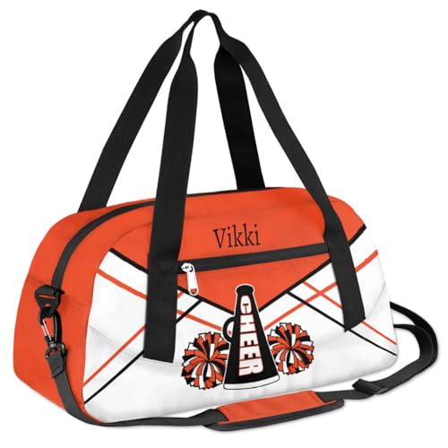 Orange White Cheer Custom Name Kids Duffel Bags for Girls Cheerleaders Personalized Dance Gym Bag Customized Overnight Duffel Bag for Weekender Gymnastics3