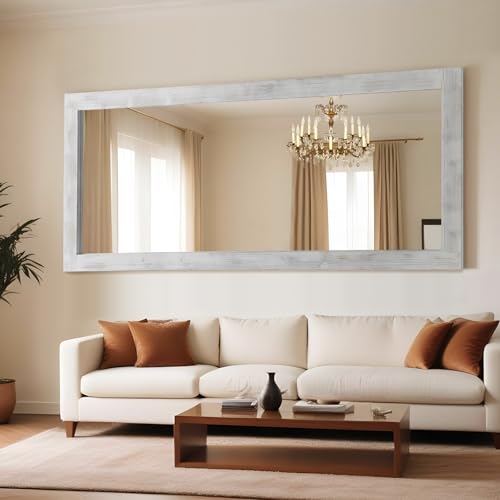 Rustic-Farmhouse-Full-Length-Mirror-with-Stand-71X32-Large-Wood-Frame-Floor-Mirror-Leaning-or-Wall-Mounted-Free-Standing-Mirror-Tempered-Glass-Full-Body-Mirror-for-Bedroom-Living-Room-White Rustic Farmhouse Full Length Mirror with Stand 71X32 Large Wood Frame Floor Mirror Leaning or Wall Mounted Free Standing Mirror Tempered Glass Full Body Mirror for Bedroom Living Room White
