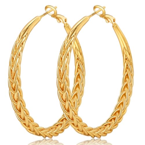 OwMell Large Hoop Earrings for Women 925 Sterling...