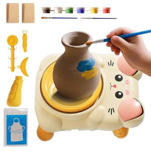 Torno de Alfarería para Niños - Juego De Cerámica Artesanal - Kit de Arcilla Interactivo para Clases de Arte Estudiantes Homeschool Campamento de Verano Tiempo en Familia