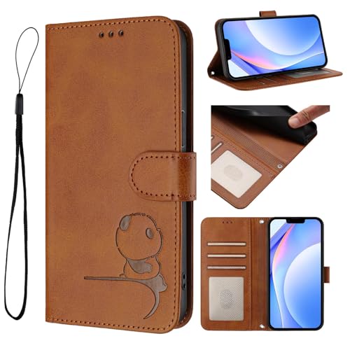 Ymyhyuxi Funda de piel con tapa para Huawei P20 Lite, funda de negocios, tarjetero, bolsa de teléfono, estampado de panda menor (marrón)