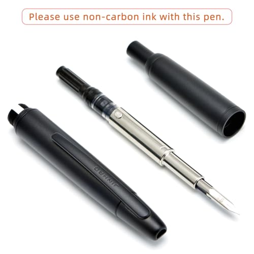 Image of Jinhao 10 Press Fountain Pen with Box, Matte Black Retractable Extra Fine Nib with Ink Converter Set (Black Clip)