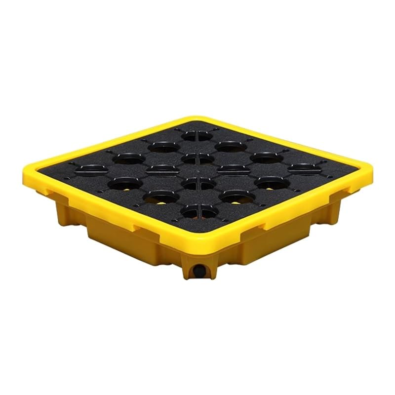 Paleta de derrames de tambor industrial resistente, sumidero modular de almacenamiento de aceite (2 piezas, 66 x 66 x 15 cm), plataforma de contención de derrames para seguridad de gas, almacén y