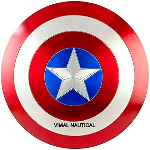 Vimal Nautical Red & Silver Size 24 Inch Approx. New Captain America Shield Winter Soldier Super Hero Shield Battle Shield Wall Decor Shield Stainless Steel Metal Shield Gift Item Cover