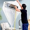 Cubierta de limpieza impermeable para aire acondicionado dividido, Protector de lavado de polvo, sistema de aire acondicionado montado en la pared, babero de limpieza con tubería de agua, Universal
