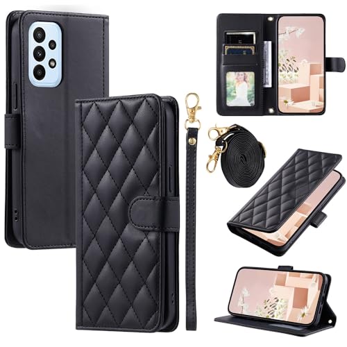 Étui portefeuille Galaxy A52 4G antichoc housse rabat cuir avec porte-cartes noir